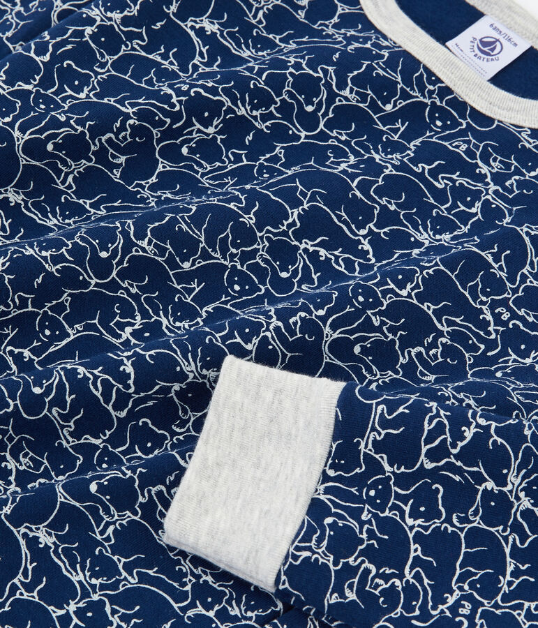 Pyjama petit gar&ccedil;on en molleton bleu MAJOR/blanc MARSHMALLOW