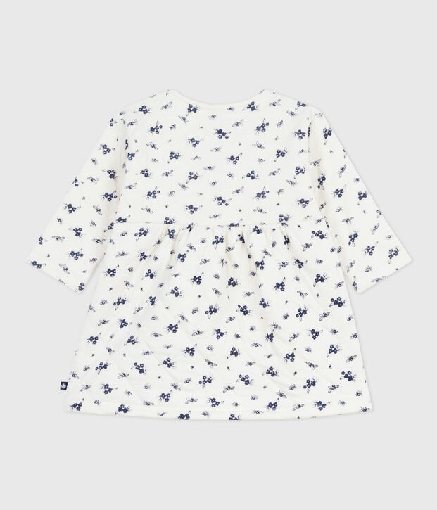 Katoenen babyjurkje met lange mouw en bloemenprint blauw/blauw