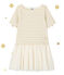 Robe fille bi-matière à rayures brillantes beige COQUILLE/jaune LUREX DORE