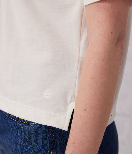 LE BOXY, katoenen T-shirt voor dames wit MARSHMALLOW