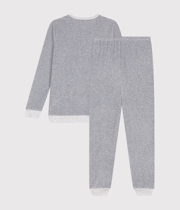 Effen fluwelen pyjama voor kinderen CALCE = FUMEE CHINE