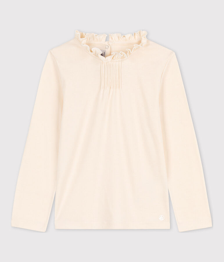 T-shirt met lange mouwen uit katoen voor meisjes ecru