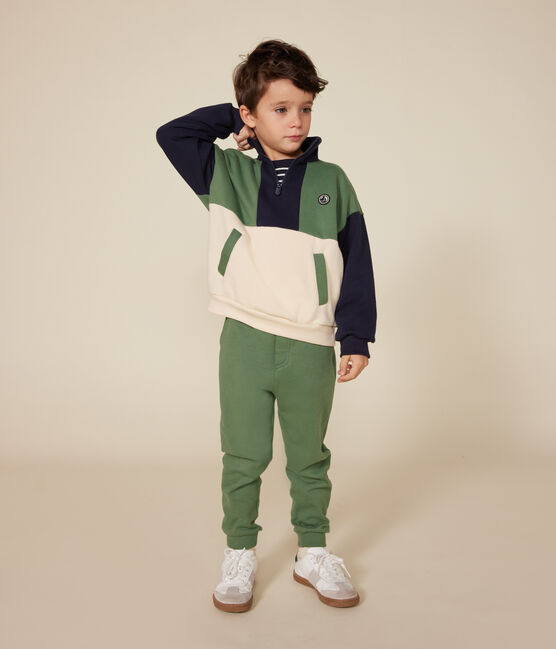 Sweatshirt van fleece met schipperskraag voor jongens wit AVALANCHE/ MULTICO