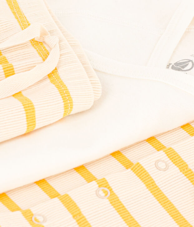 Ensemble &agrave; rayure marini&egrave;re en coton b&eacute;b&eacute; &eacute;cru/jaune