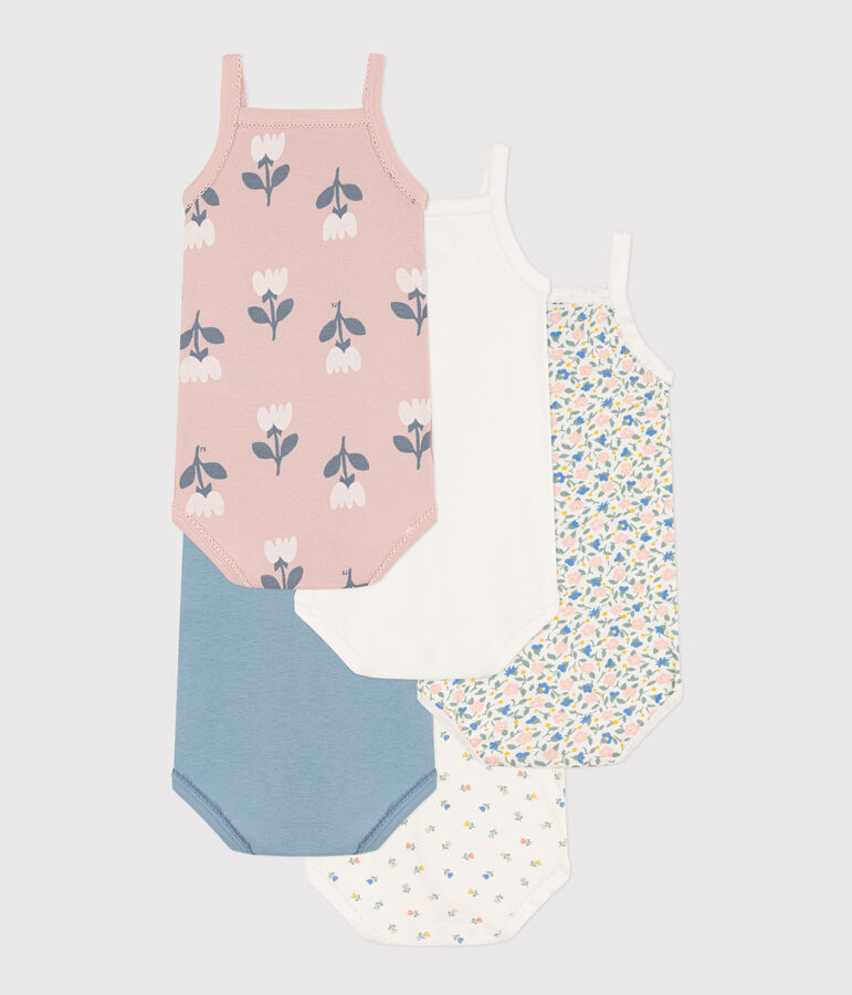 Lot de 5 bodies bretelles fleurs en coton variante 1