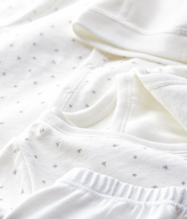 Babyuitzet voor de eerste dagen in biokatoen multicouleur