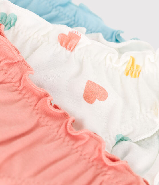 Lot de 3 culottes enfant en coton froufrou imprimé cœurs variante 1