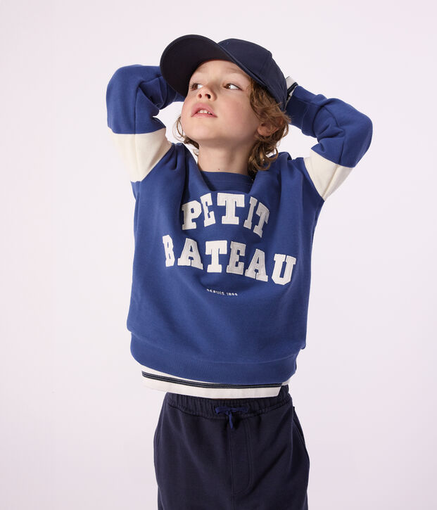 Katoenen sweatshirt voor kinderen blauw/ecru