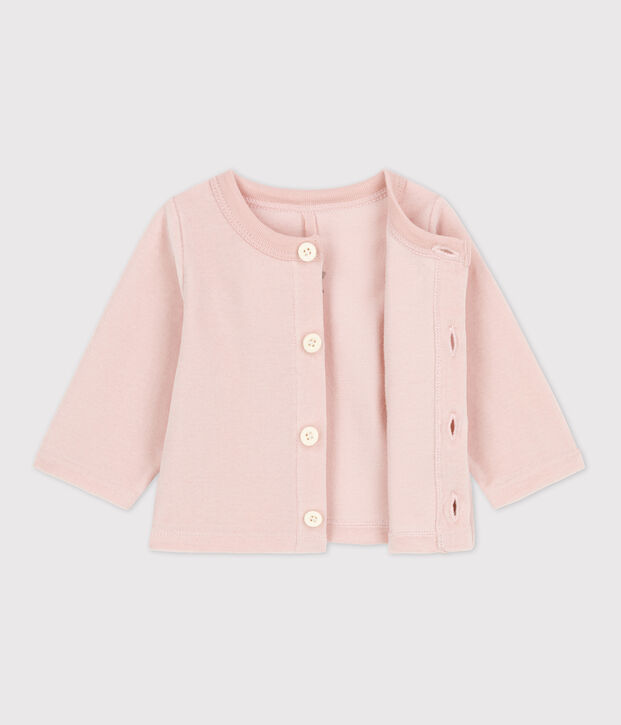 Babycardigan van katoenen velours roze