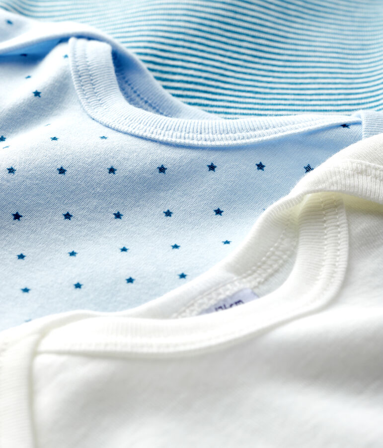 Lot de 3 bodies manches longues bleus b&eacute;b&eacute; en coton multicouleur