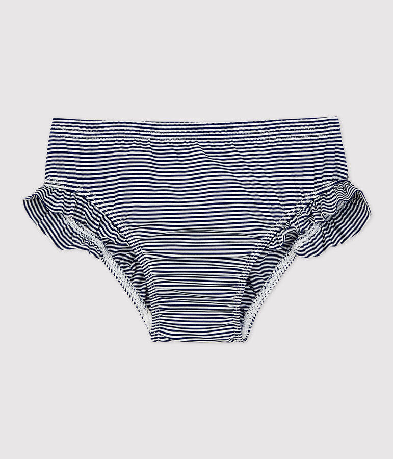 Bas de maillot de bain en mati&egrave;re recycl&eacute;e b&eacute;b&eacute; bleu/blanc