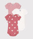 Lot de 3 bodies manches courtes cœurs en coton bébé
