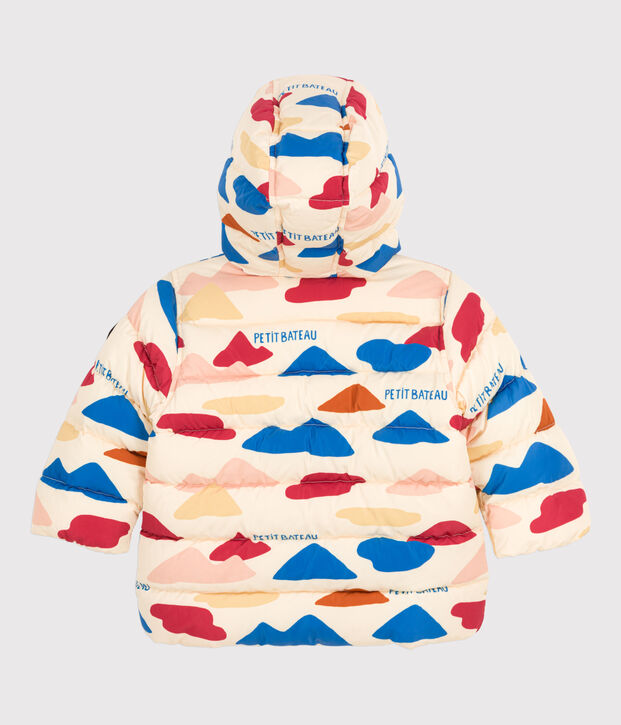 Gerecycleerde donsjas met print voor baby's ecru/multicouleur
