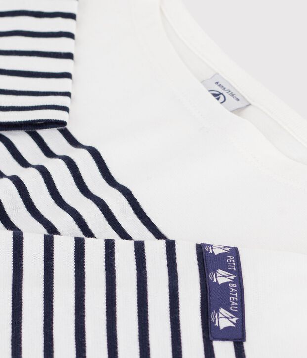 Katoenen marineshirt voor kinderen wit/blauw