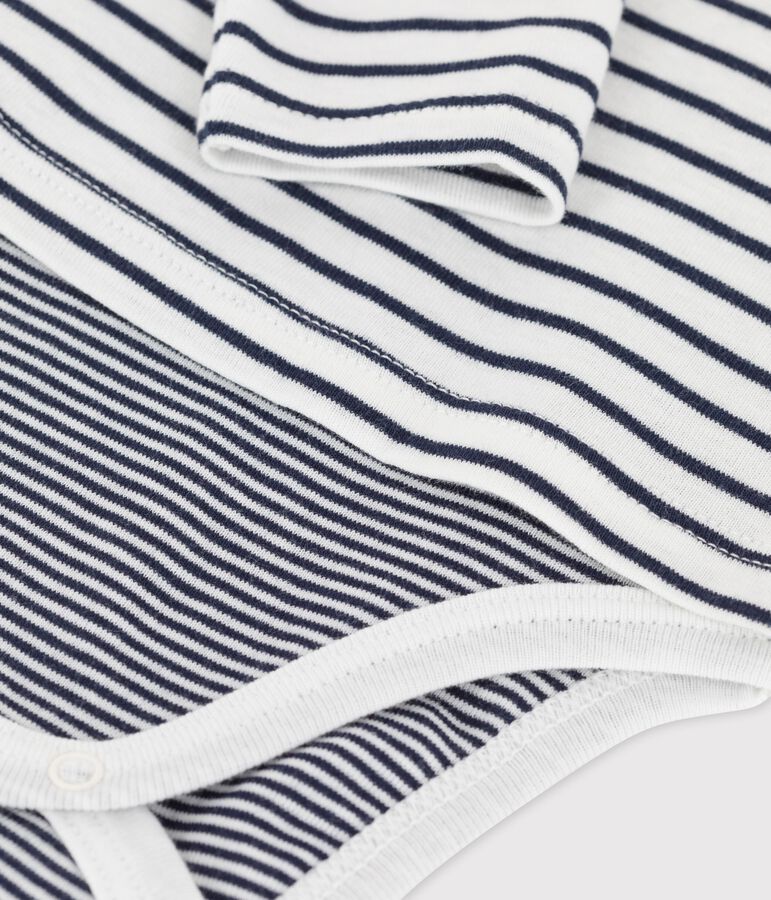 Body marini&egrave;re en coton bio b&eacute;b&eacute; blanc/bleu