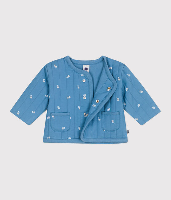 Babyjasje van gewatteerd katoen met bloemenprint blauw ALASKA/wit MARSHMALLOW