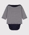 Body-T-shirt voor baby's in katoen blauw SMOKING/wit MARSHMALLOW
