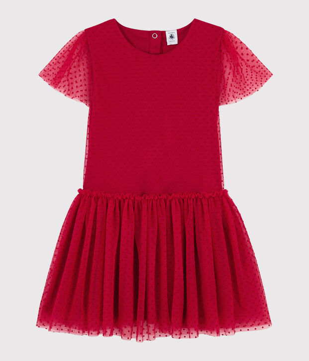 Robe manches courtes enfant fille rouge