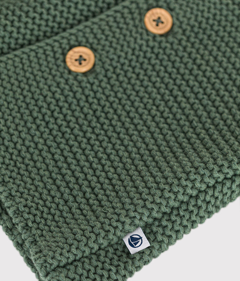 Gebreide uniseks babycardigan in ribbelsteek groen CROCO