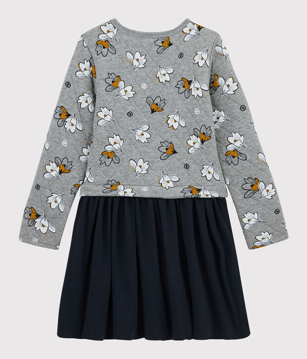 Meisjesjurk met lange mouwen kinderen grijs/multicouleur