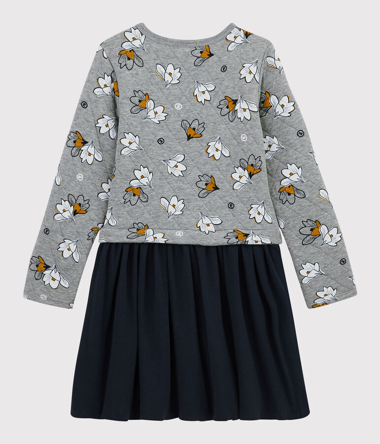 Robe manches longues enfant fille gris/multicouleur