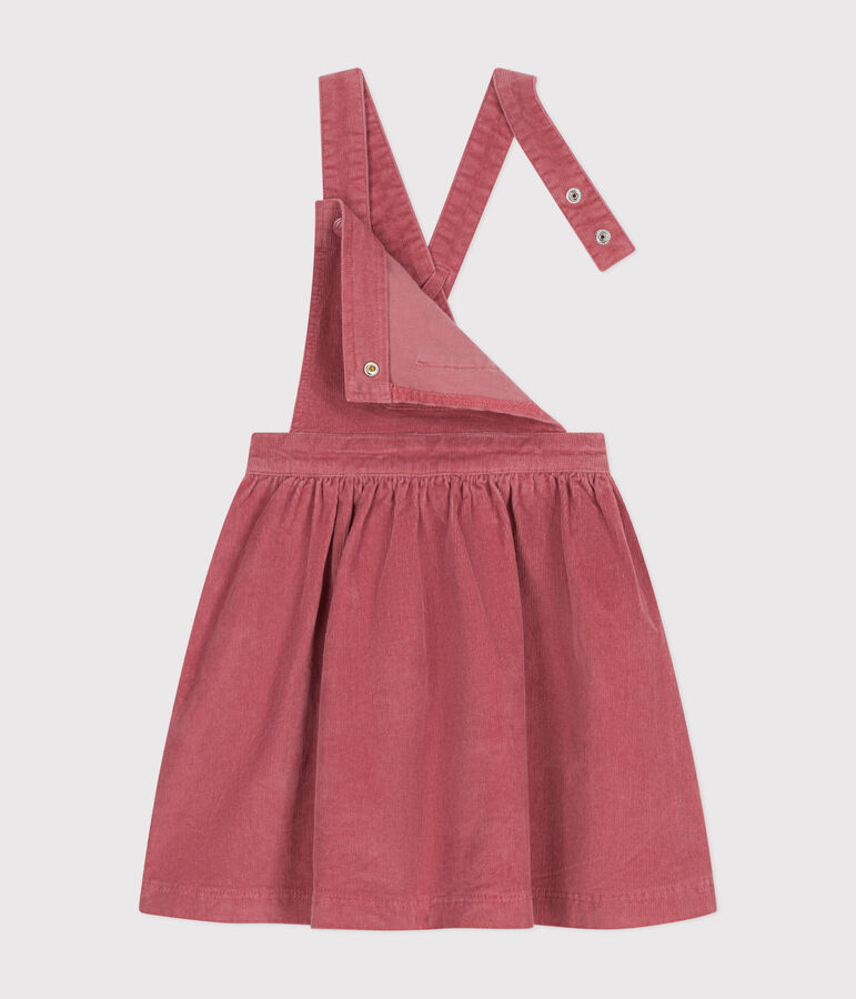 Robe salopette en velours enfant fille rose
