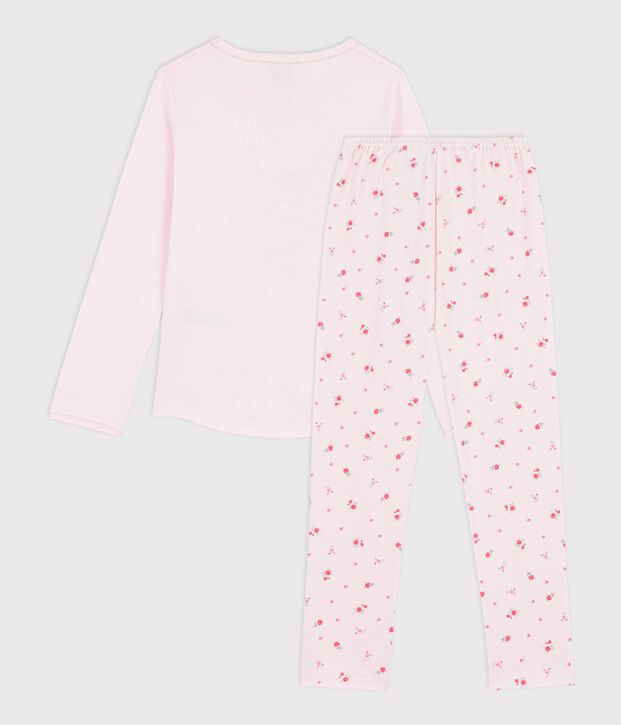 Pyjama enfant en coton &agrave; motif fleuri rose/multicouleur