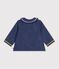 Blouse b&eacute;b&eacute; en denim manches longues unie bleu