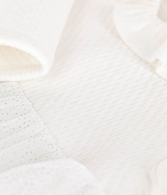 Babyjurk in tule en tubic wit MARSHMALLOW/grijs ARGENT