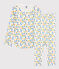 Pyjama fleurs phosphorescentes petite fille en coton blanc MARSHMALLOW/blanc MULTICO