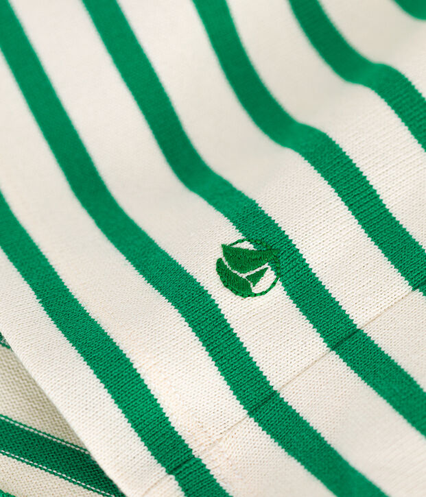 Katoenen marinetruitje met knoopsluiting voor dames ecru/groen