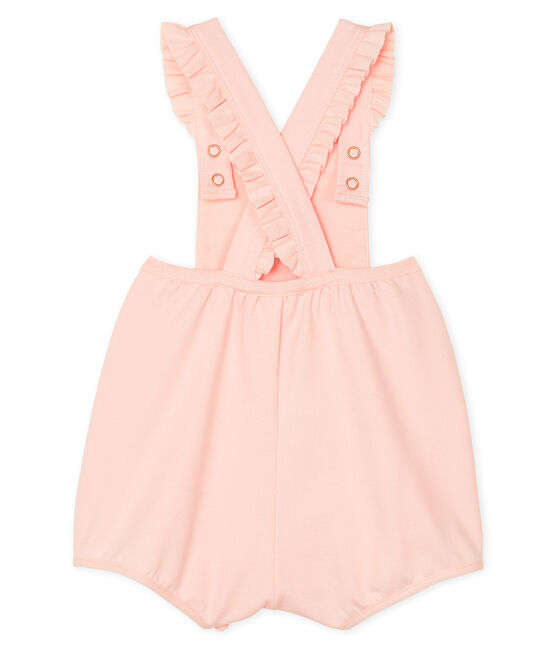 Salopette courte bébé fille en molleton rose MINOIS