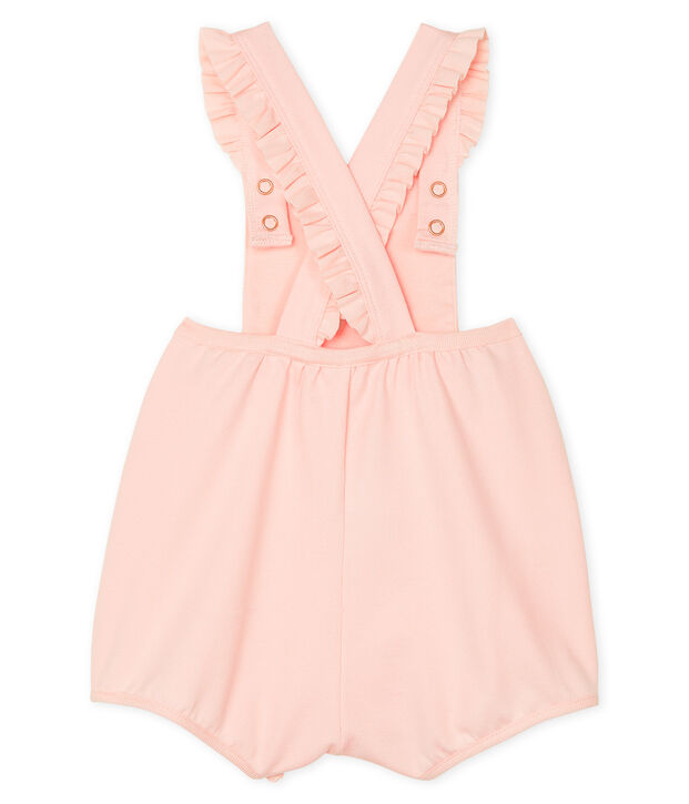 Salopette courte b&eacute;b&eacute; fille en molleton rose