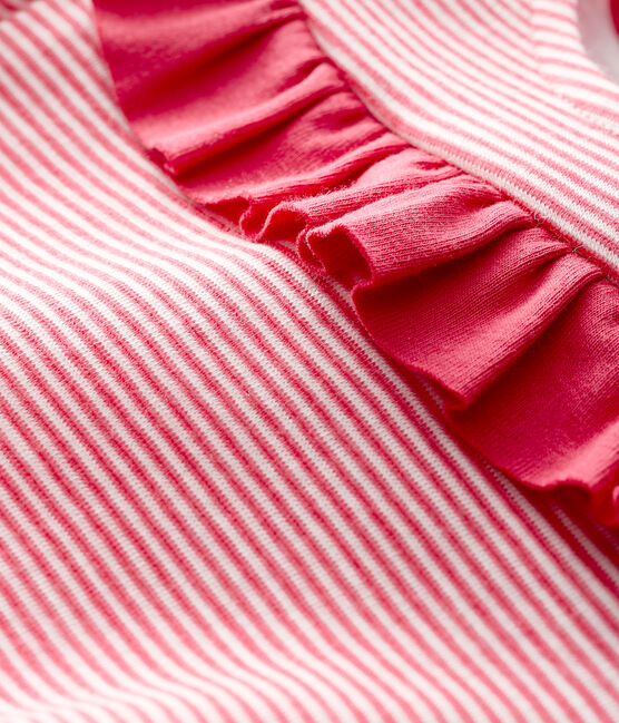 Blouse met lange mouwen babymeisje roze POPPY/wit MARSHMALLOW