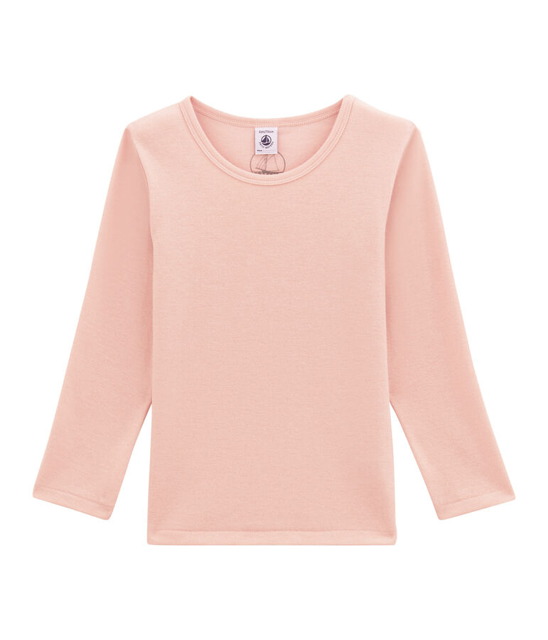 Meisjes tee-shirtmet lange mouwen in wol/katoen roze JOLI