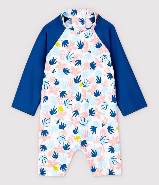 Milieuvriendelijke anti-uv-overall voor babymeisjes wit MARSHMALLOW/wit MULTICO