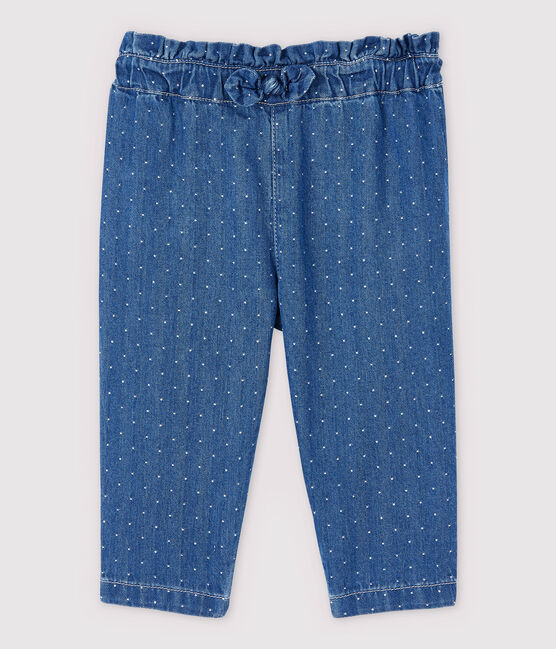 Pantalon en denim clair à pois bébé fille bleu DENIM CLAIR
