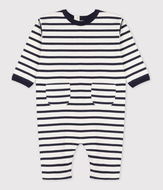 Gestreept pakje met marinestrepen van dikke jersey wit MARSHMALLOW/blauw SMOKING