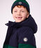Bonnet enfant en tricot bicolore doubl&eacute; polaire vert/bleu