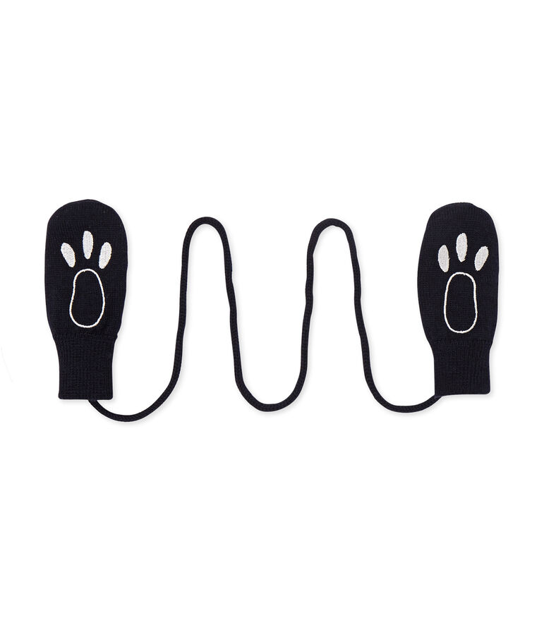 Moufles b&eacute;b&eacute; mixte en laine m&eacute;lang&eacute;e bleu SMOKING