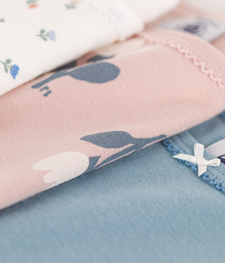 Set van 3 katoenen meisjeshemdjes met bandjes en tulpen multicouleur