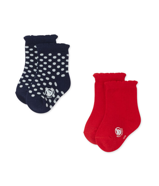 Set van twee paar sokken voor babymeisjes wit .