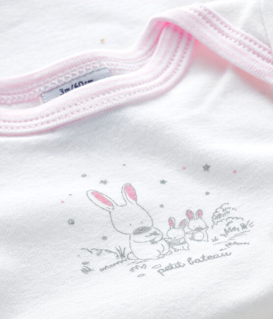Body manches courtes bébé fille blanc ECUME/rose DOLL