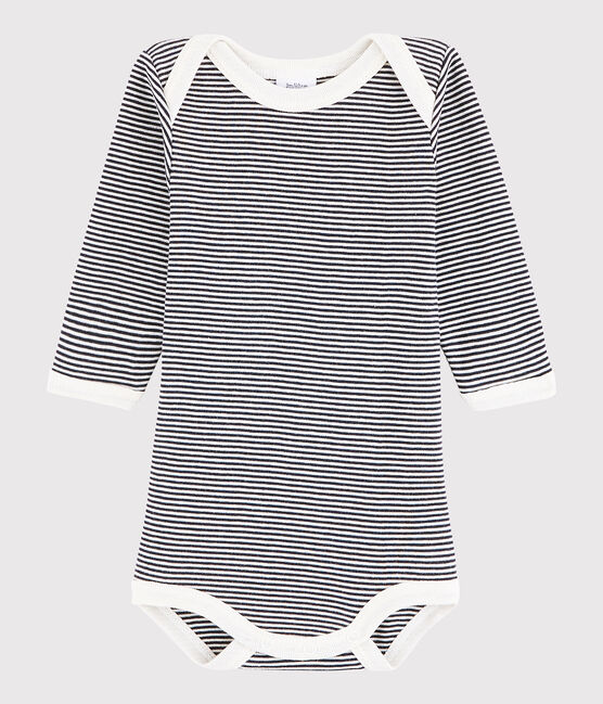 Rompertje lange mouwen babyjongen blauw SMOKING/beige COQUILLE