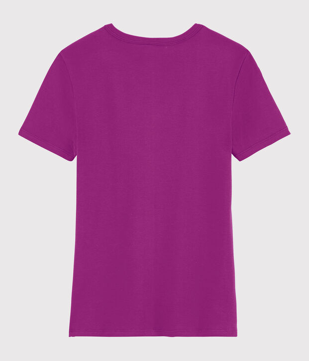Iconisch katoenen Dames T-shirt met V-hals purper
