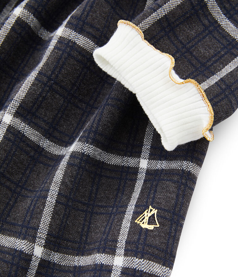 Robe maille &agrave; carreaux enfant fille gris/multicouleur