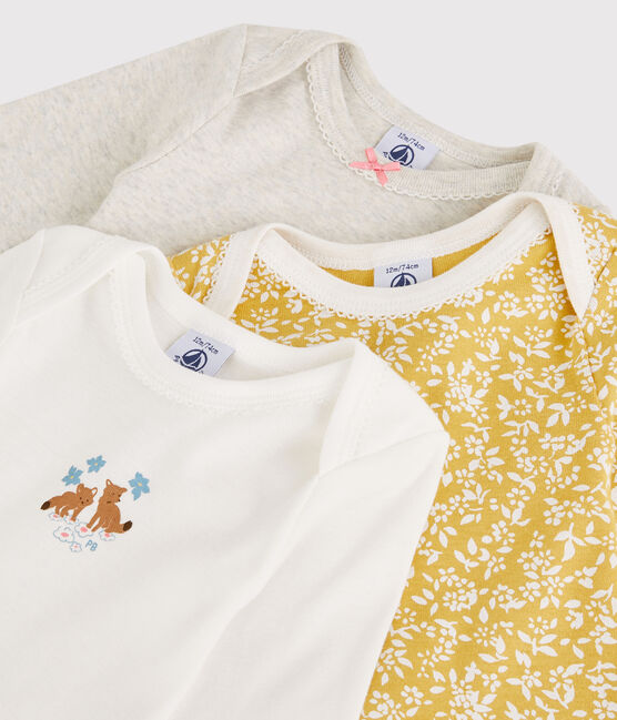 Lot de 3 bodies manches longues bébé fille en coton biologique variante 1