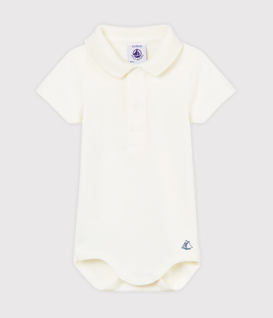 Body met polokraag babyjongen wit MARSHMALLOW