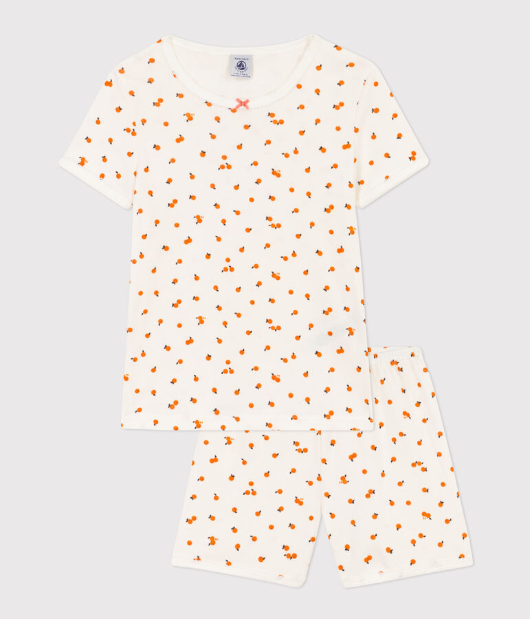 Pyjacourt orangettes coton petite fille blanc/multicouleur
