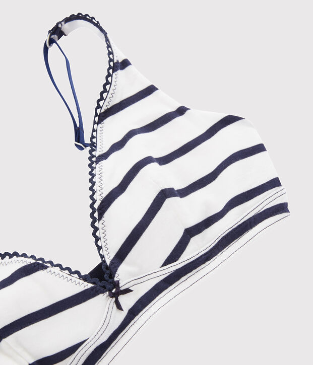 Soutien-gorge ray&eacute; Femme blanc/bleu